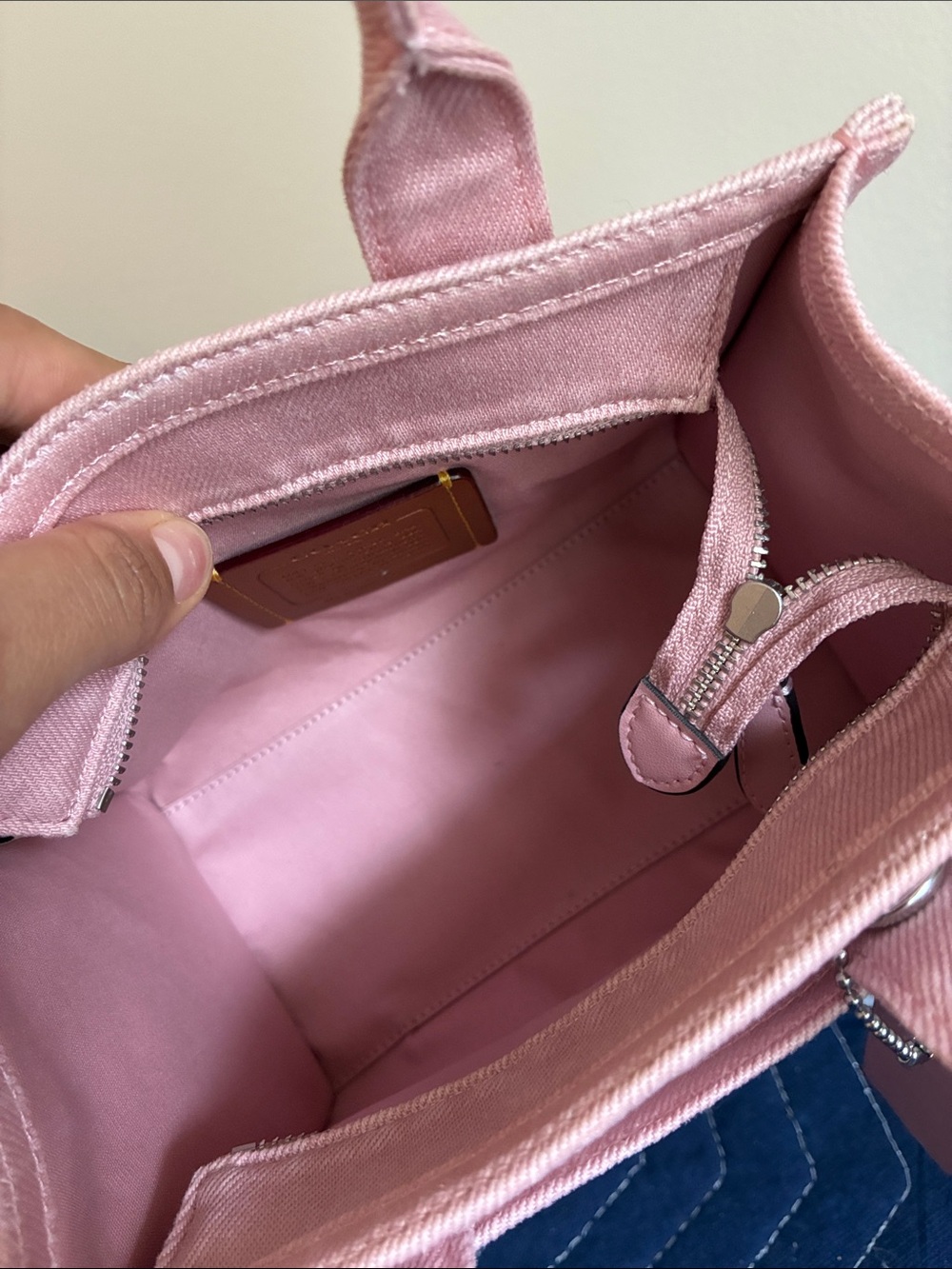 Coach Pink Demin Cargo Mini Tote Bag - Picture 8 of 11
